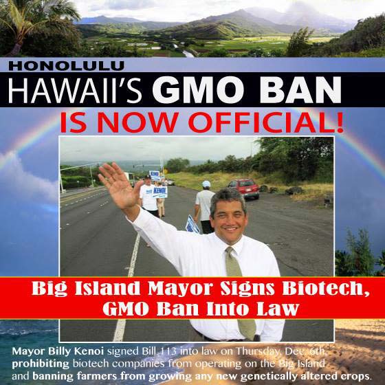 Mayor Billy Kenoi signed Bill 113 on December 5, 2013. Below is the message he sent to the Hawai'i County Council