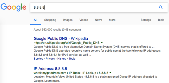 google DNS server search